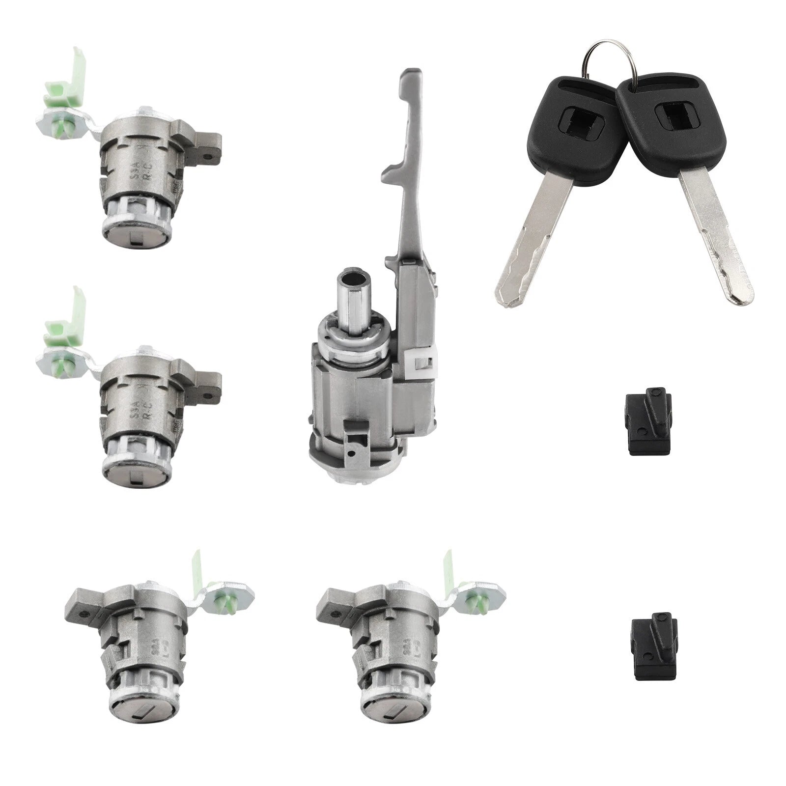 Ignition Switch Set of 4 Door Locks Cylinders with Keys for Honda (2003–2011) 72145-S73-003
