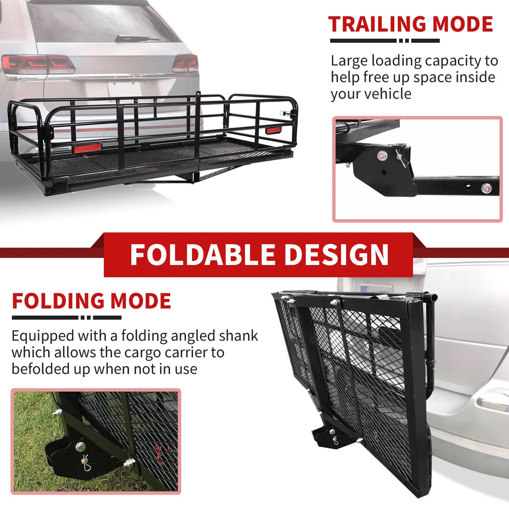 Cargo Carrier Hitch Mount Rear Folding Basket Rack for SUV (Fits Most Models)