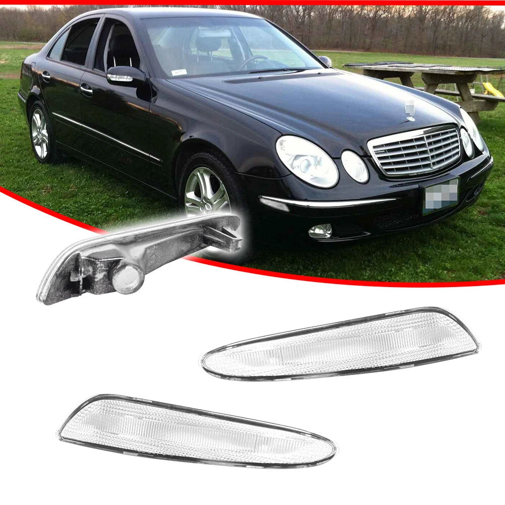 Clear Front Fender Side Marker Light Covers for Mercedes W211 E-Class (2003–2006)