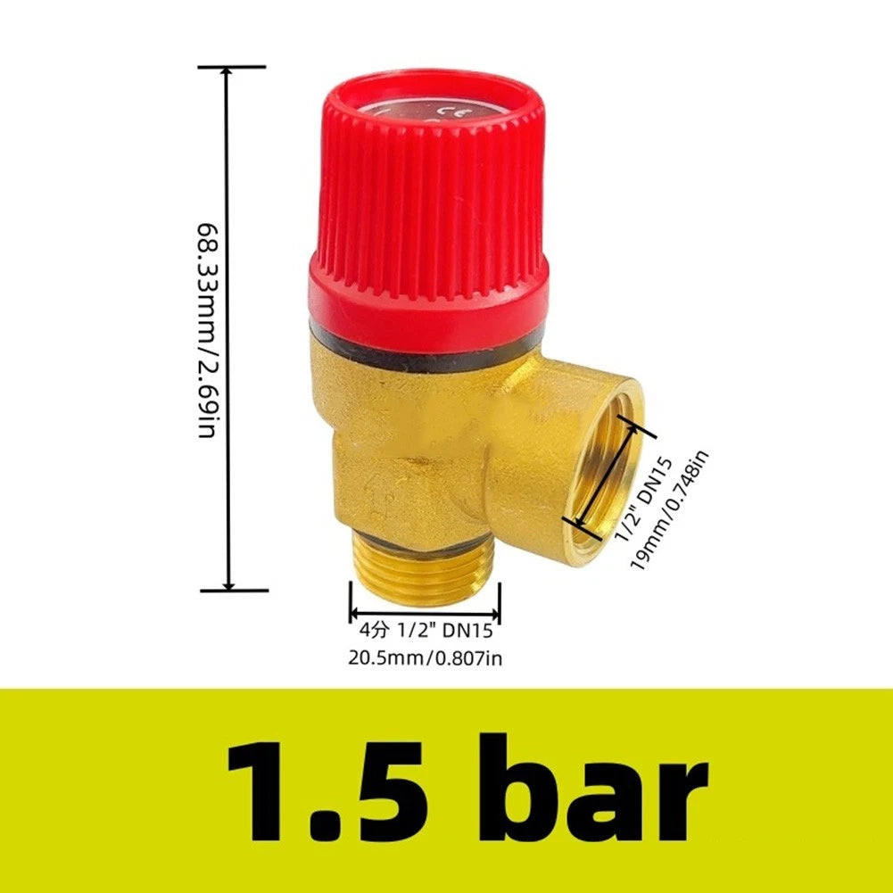 12 Inch DN15 Brass Safety Valve for Solar Water Heater (1.5 Bar)