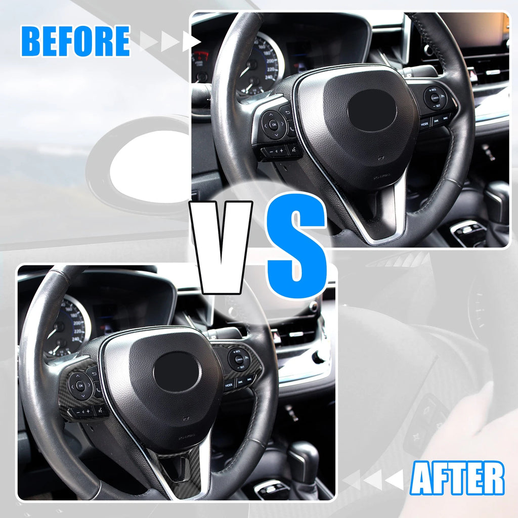 3 Pcs Carbon Fiber Steering Wheel Cover Trim for Toyota Corolla 