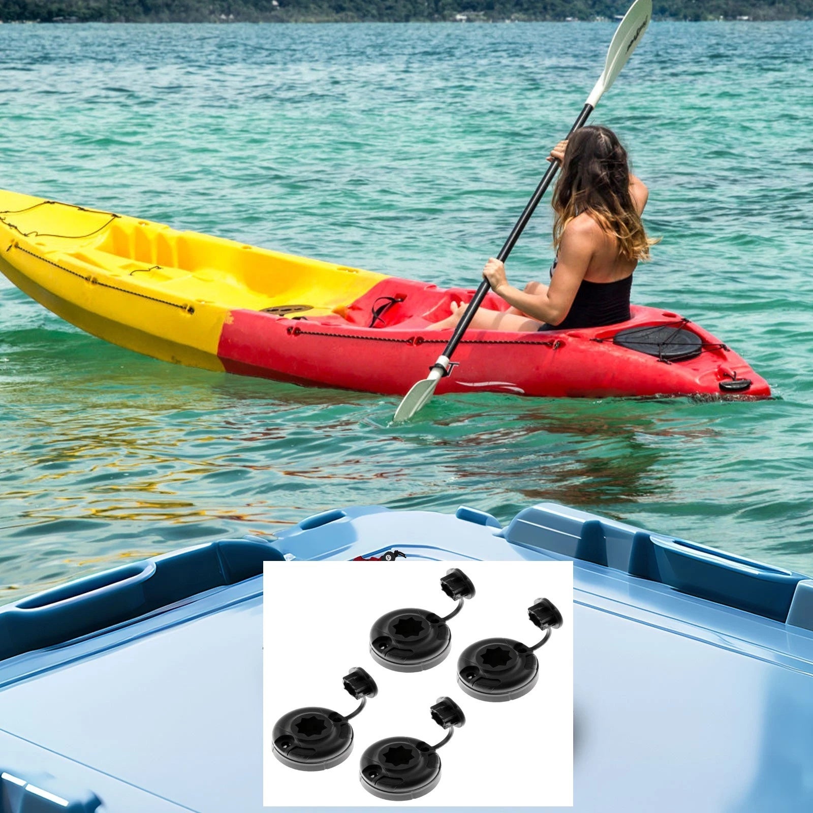 Set of 4 Kayak Boat Fishing Rod Holder Mount Base with 8 Screws