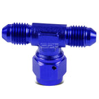 3AN Male to 3AN Female Center Port Flare Tee Fitting - Blue Anodized