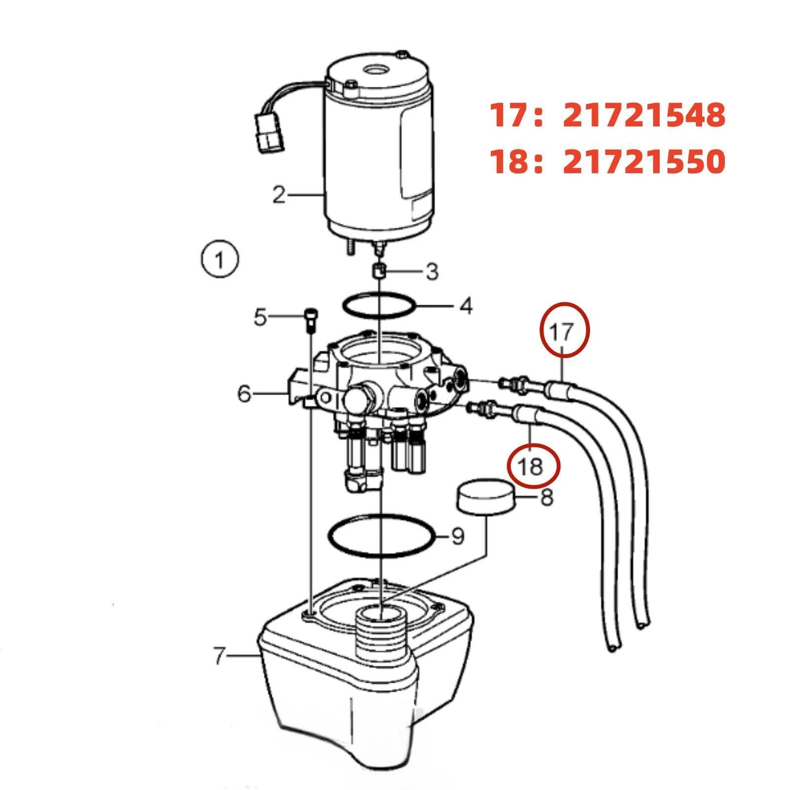 Hydraulic Hose Power Trim Kit for Volvo Penta DPH DPR (21721550, 21721548)