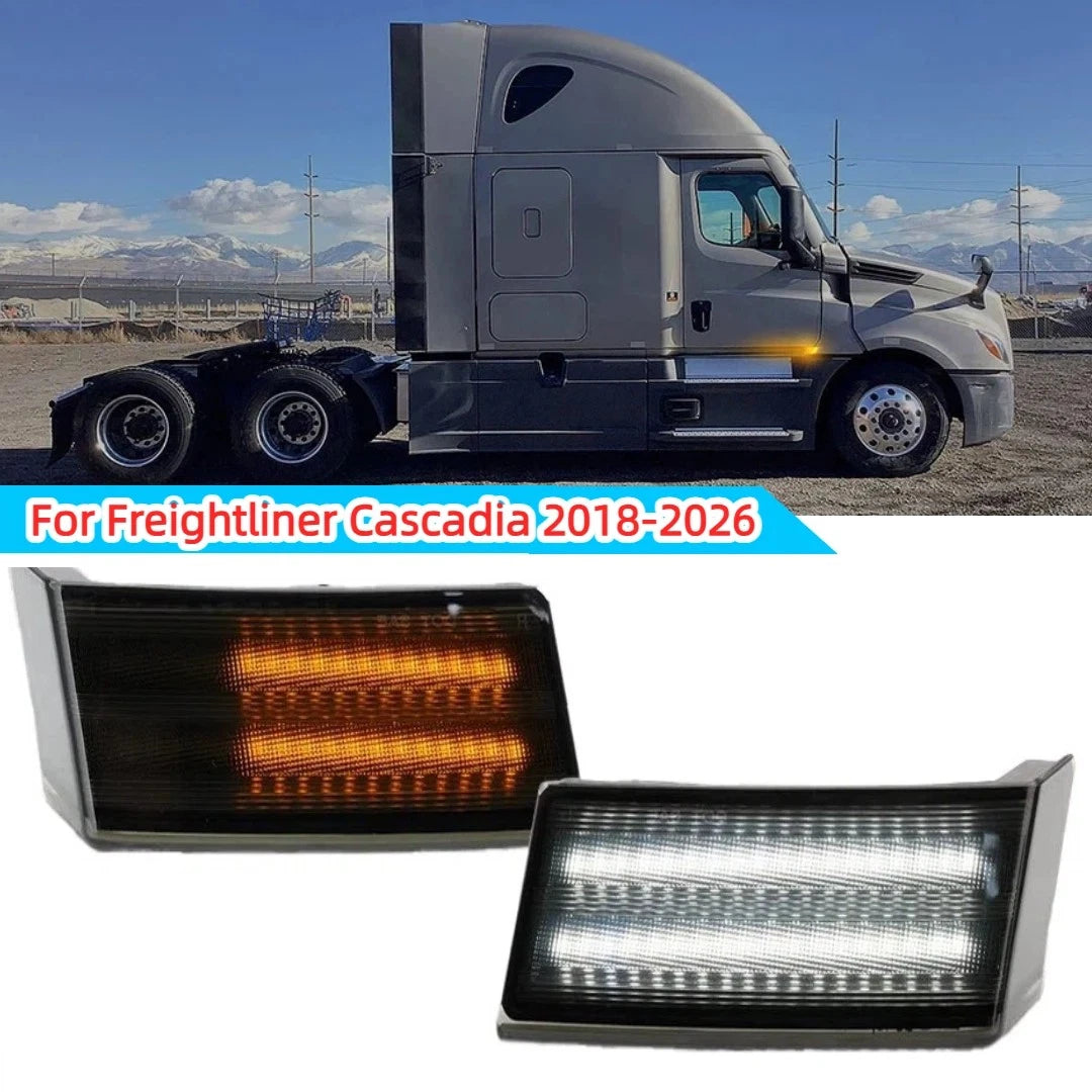 Smoked Dynamic LED Turn Signal Foot Step Lights for Freightliner Cascadia (2018–2025)