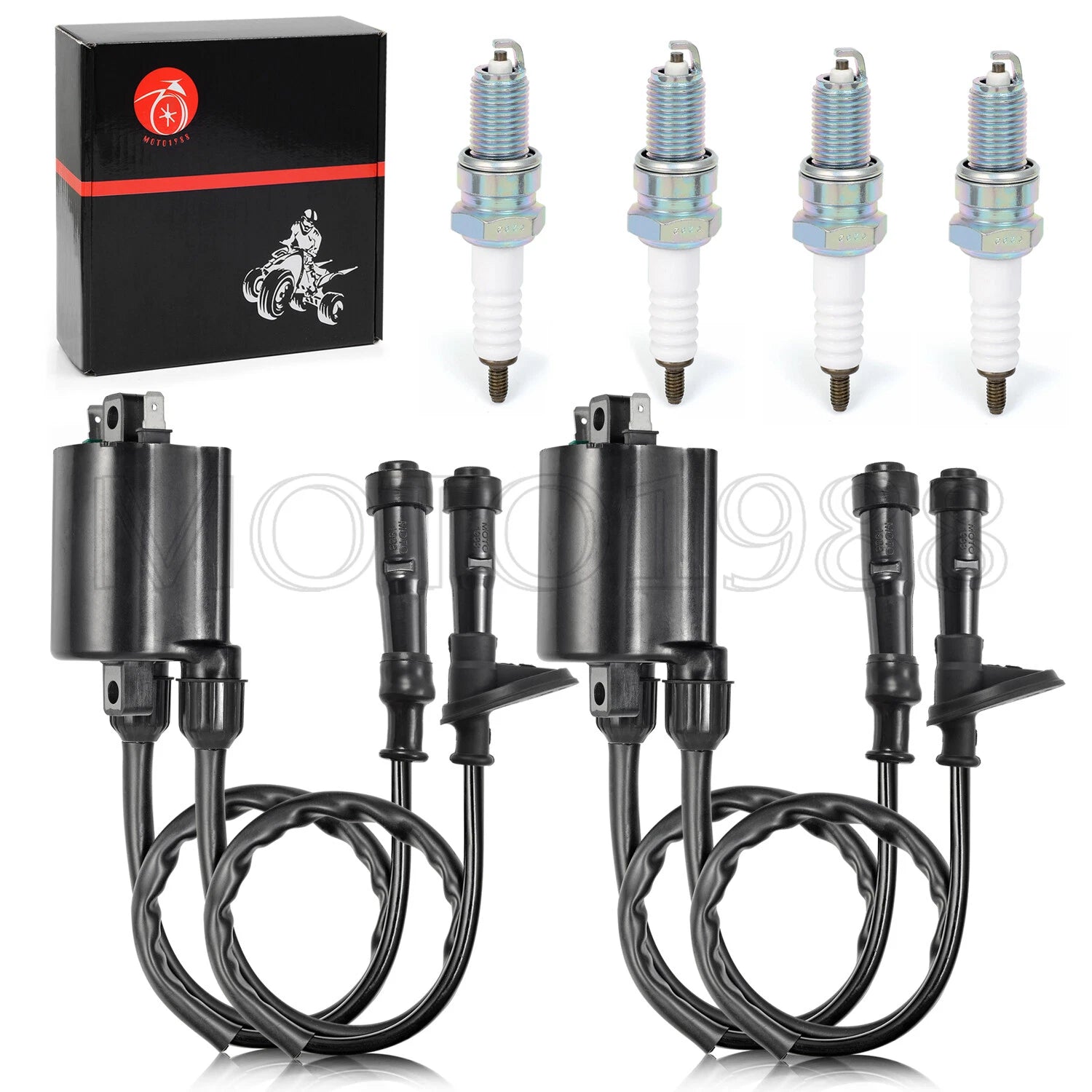 Ignition Coil and Spark Plug Cap Kit for Honda Shadow ACE 750 (1998-2003)