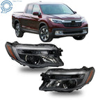 2X Black Projector Headlights for Honda Pilot (2016–2021) & Ridgeline (2017–2020)
