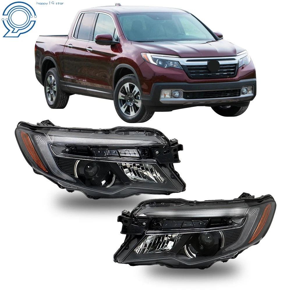 2X Black Projector Headlights for Honda Pilot (2016–2021) & Ridgeline (2017–2020)