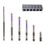 Set of 6 Alloy Steel PH2 Screwdriver Bits for Various Drilling Needs