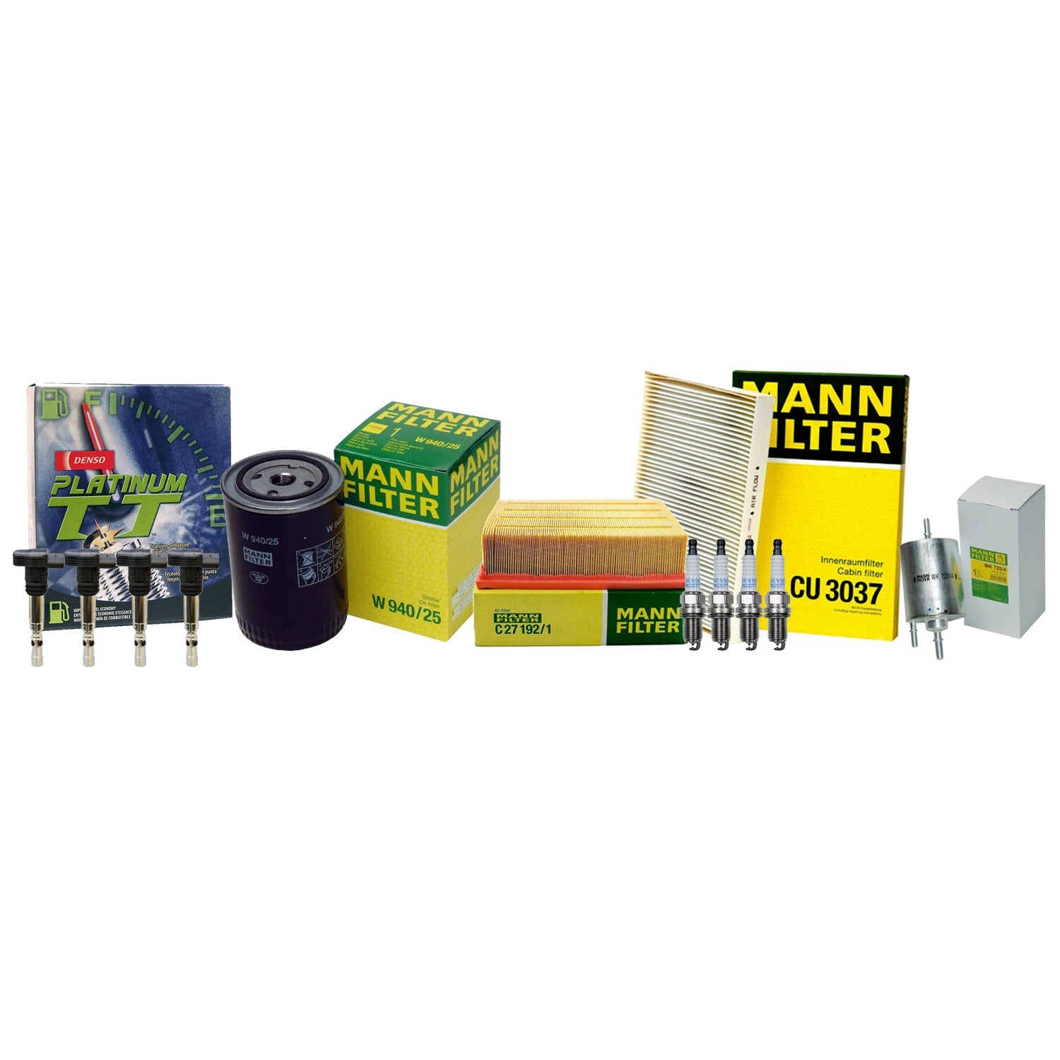 Set of 4 Mann Filters & 4 Denso Platinum TT Spark Plugs for Audi A4