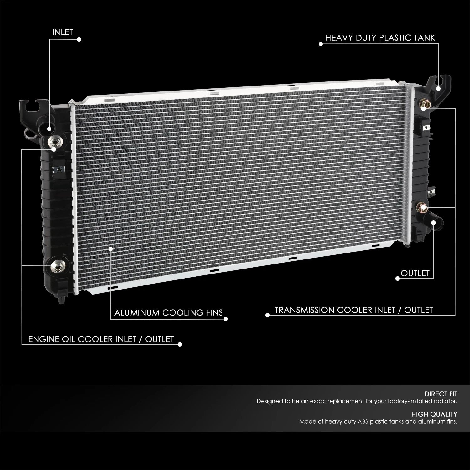 Aluminum Core Radiator for Silverado Tahoe Sierra Yukon 5.3L 6.2L (2014–2016) 13397