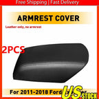 2X Leather Console Lid Armrest Cover for Ford Explorer (2011–2018) Black Stitch
