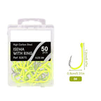 Fluorescent Yellow Barbed Fishing Hooks (Set of 4)