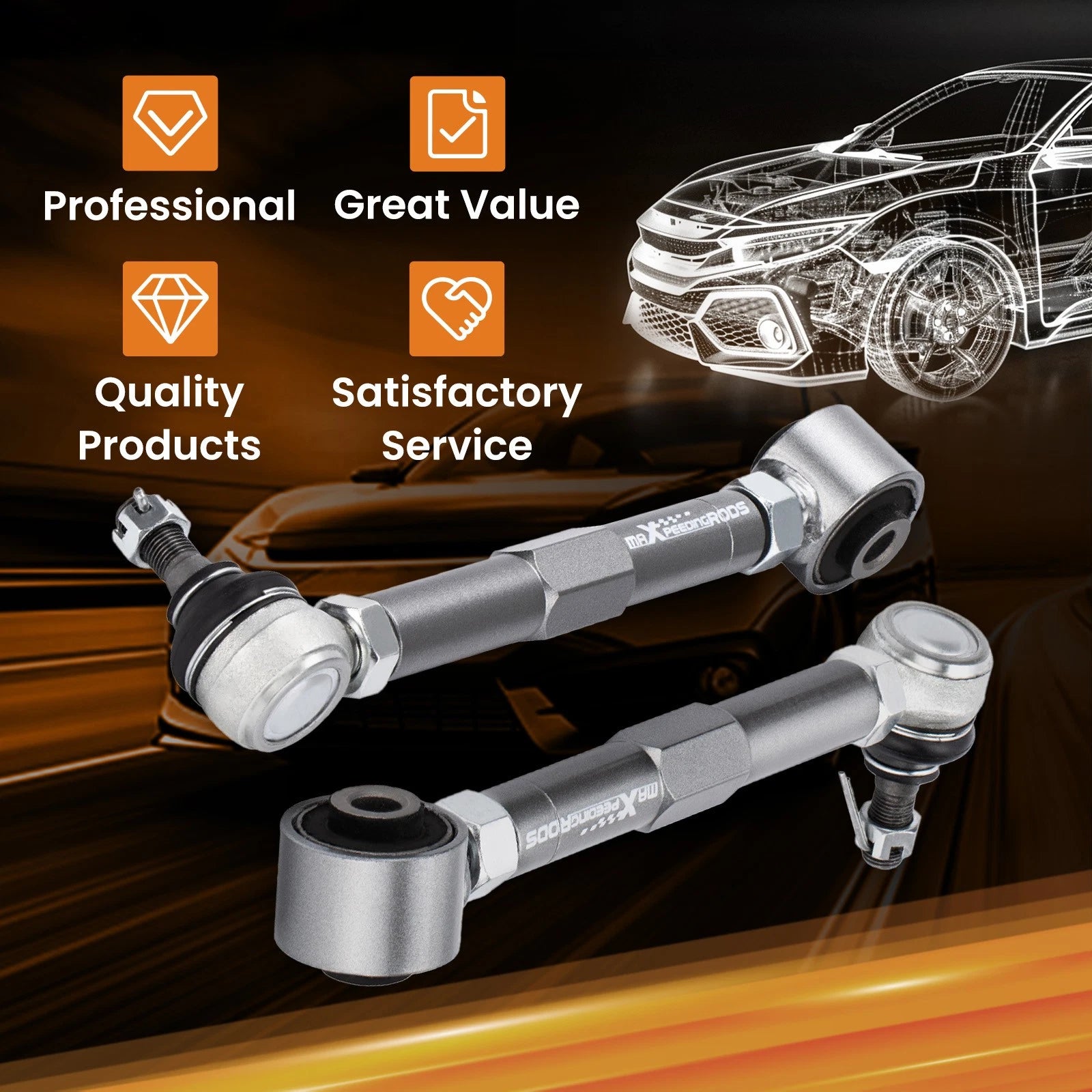 2x Adjustable Rear Toe Arms Control Arms Kit for Lexus GS400 (1998–2000)