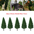 20pc Pine Trees for HO OO Scale Train Railroad Landscape (85mm)