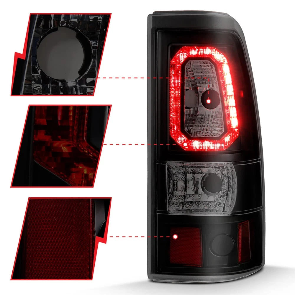 Tail Light Assembly Black Smoke Lens Replacement for GMC Sierra 1500 (1999–2006)