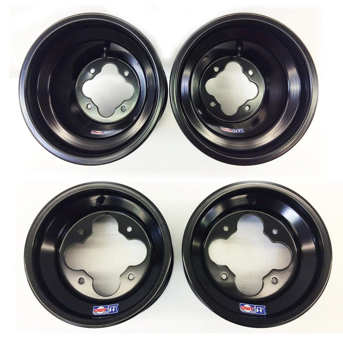Set of 2 DWT Black A5 Rolled Lip Wheels for TRX 450R 400EX 250R 300 (10" & 9")