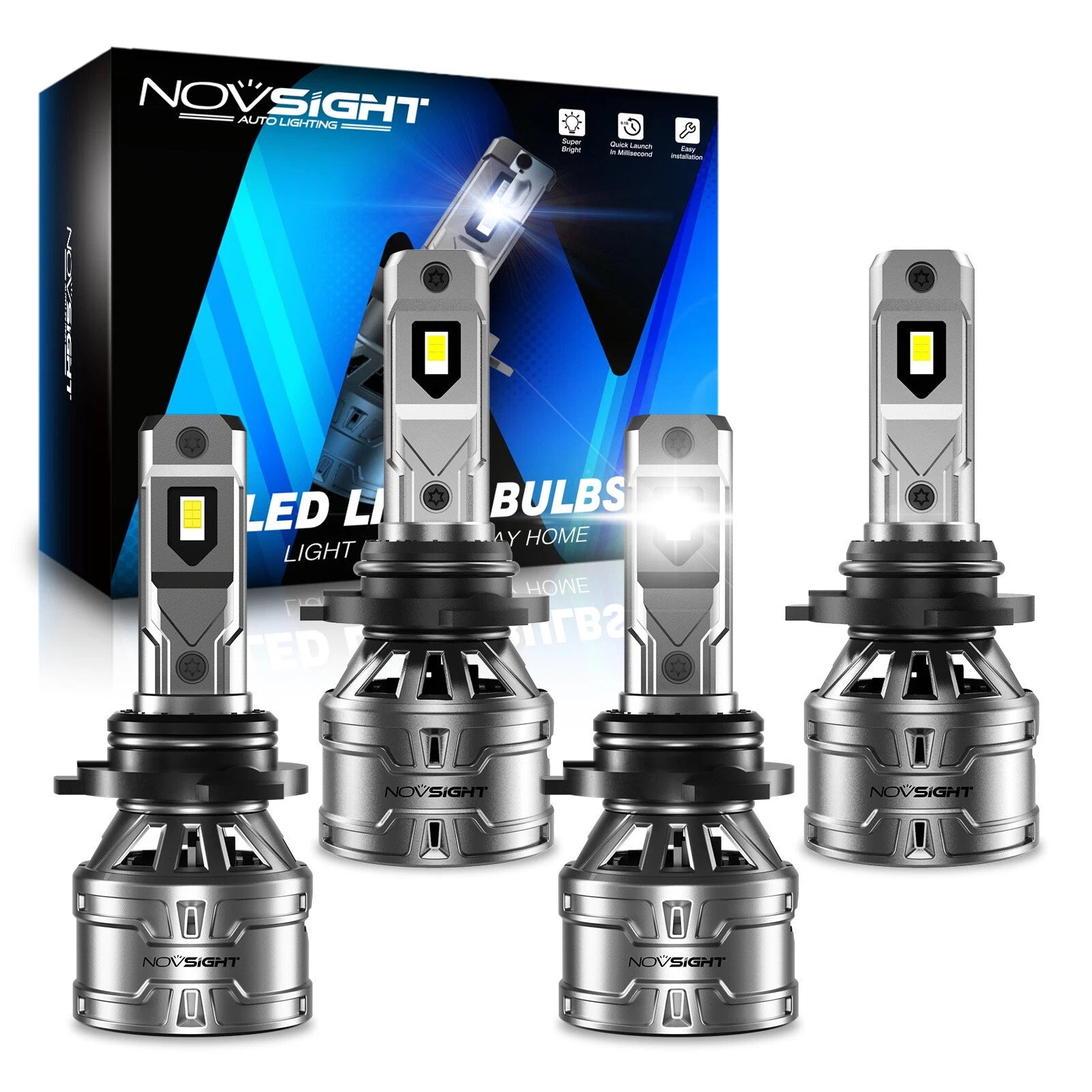 Set of 4 LED Headlight Bulbs 9005 9006 for