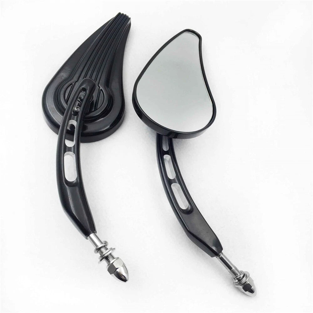 Black Raindrop Side Racing Mirrors for Harley Iron 883 1200 Custom Roadster (2009–2023)