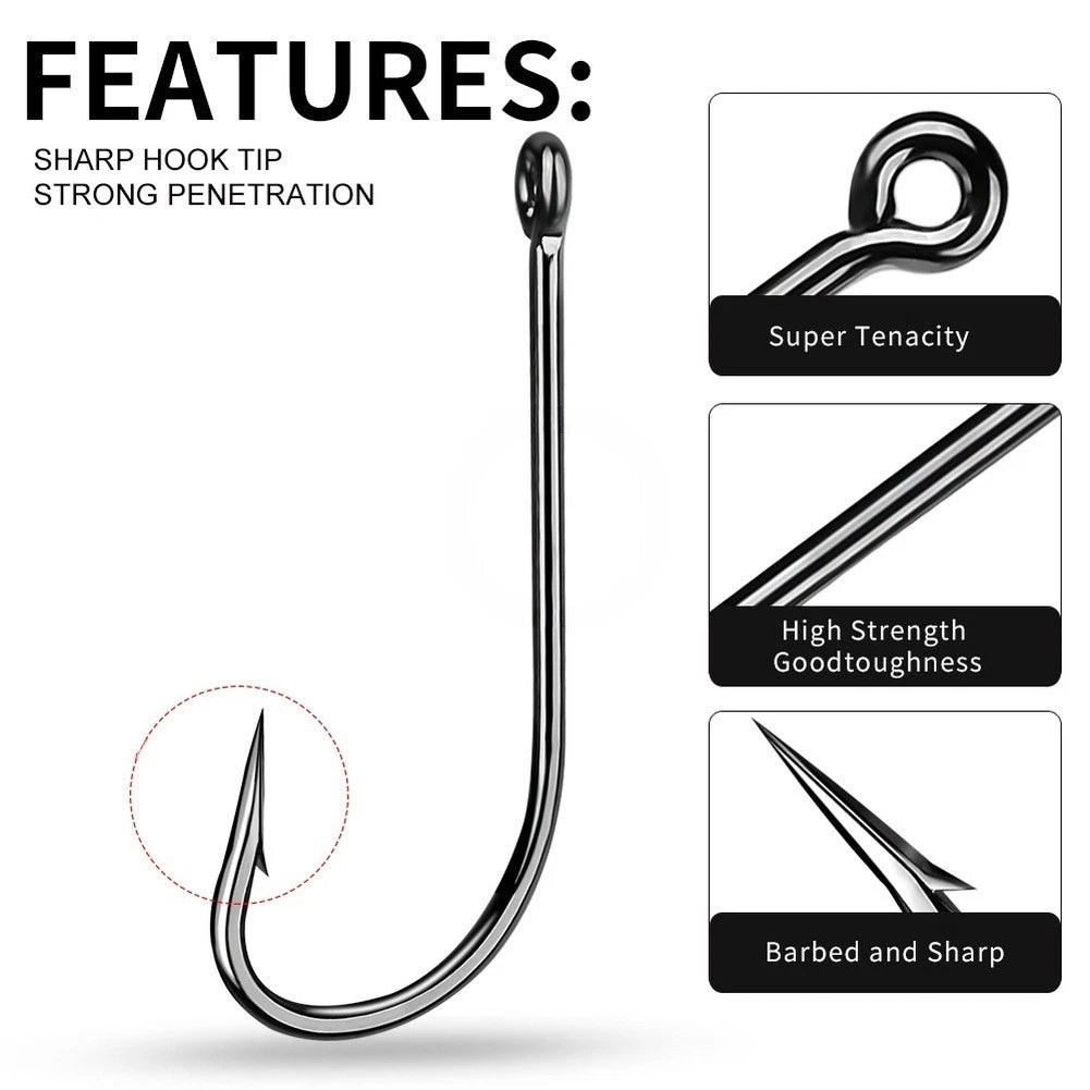 50PCS Barbed Single Fishing Hooks for Lure Fishing