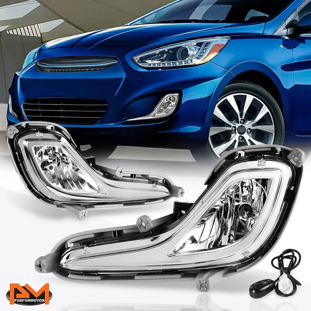 Clear Lens Bumper Fog Lights with Switch for Hyundai Accent (2012–2016)