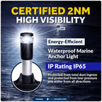 LED Boat Anchor Light for Marine Use (2NM, Fixed Base, Polycarbonate Lens)