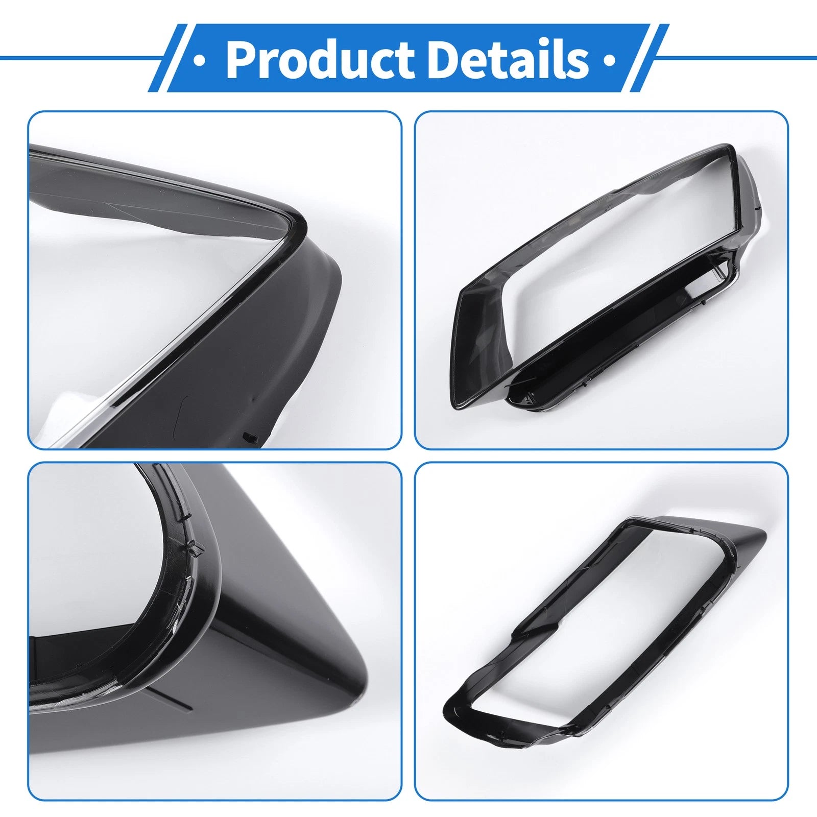 1 Pc Headlight Lens Cover for Audi Q5 (2013–2017) Black