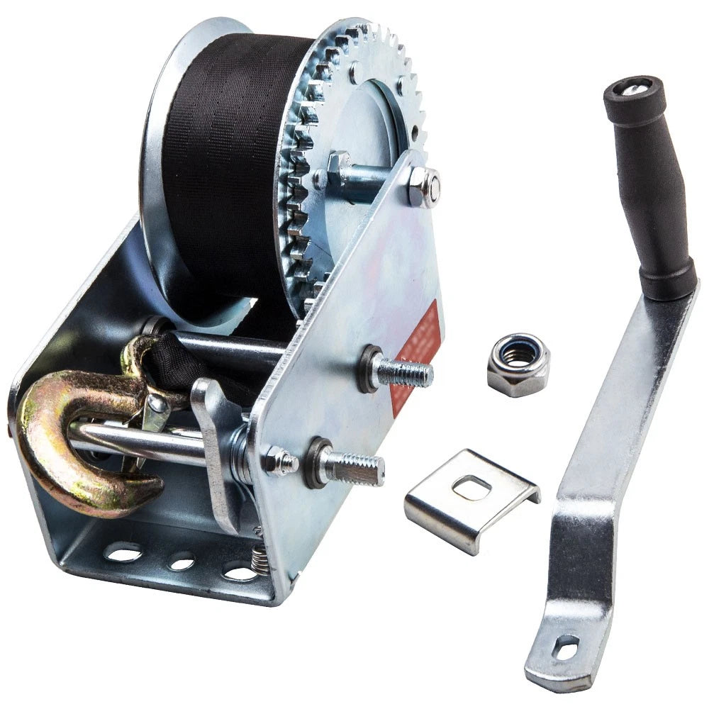 Manual Winch 2000 lbs 20 ft Strap for Truck/Boat/RV (2000–2000)
