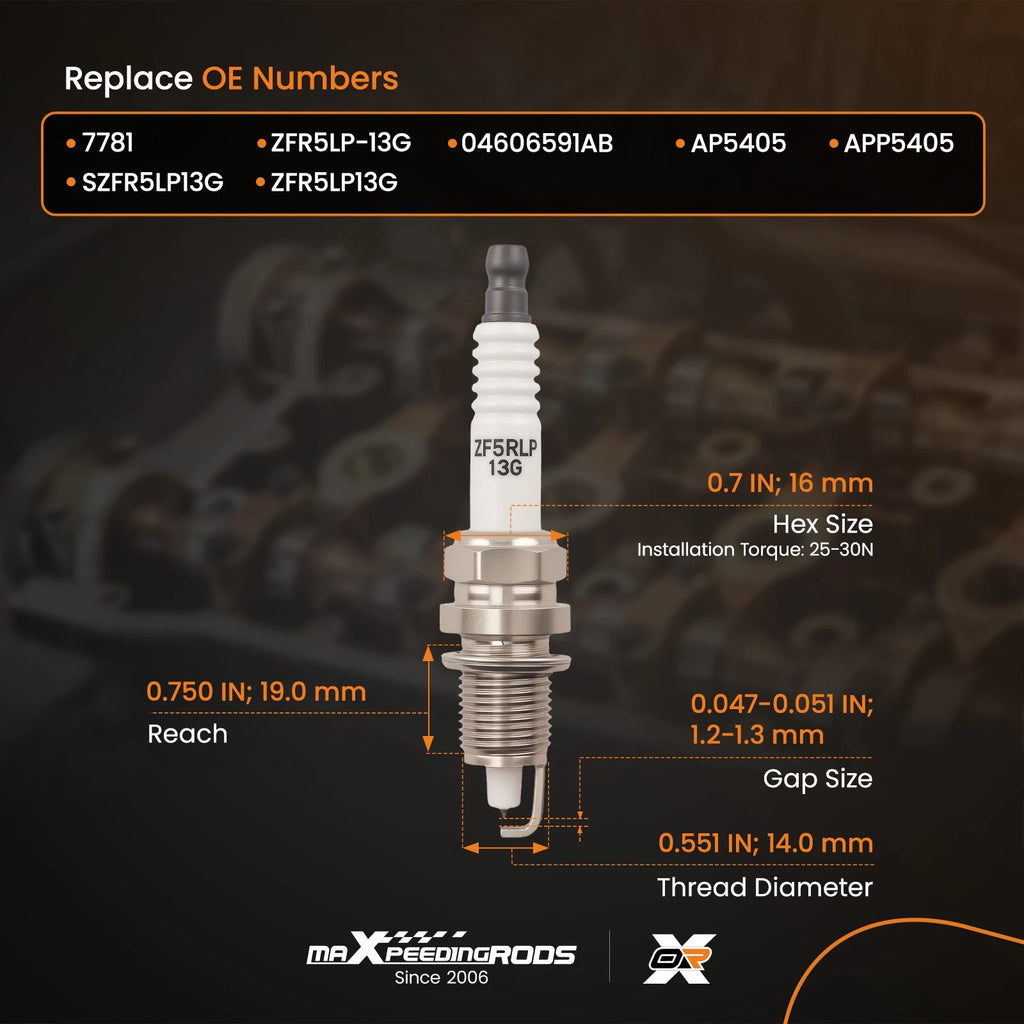 Spark Plugs for Chrysler Town & Country Dodge Nitro 4.0L (2011–2012)