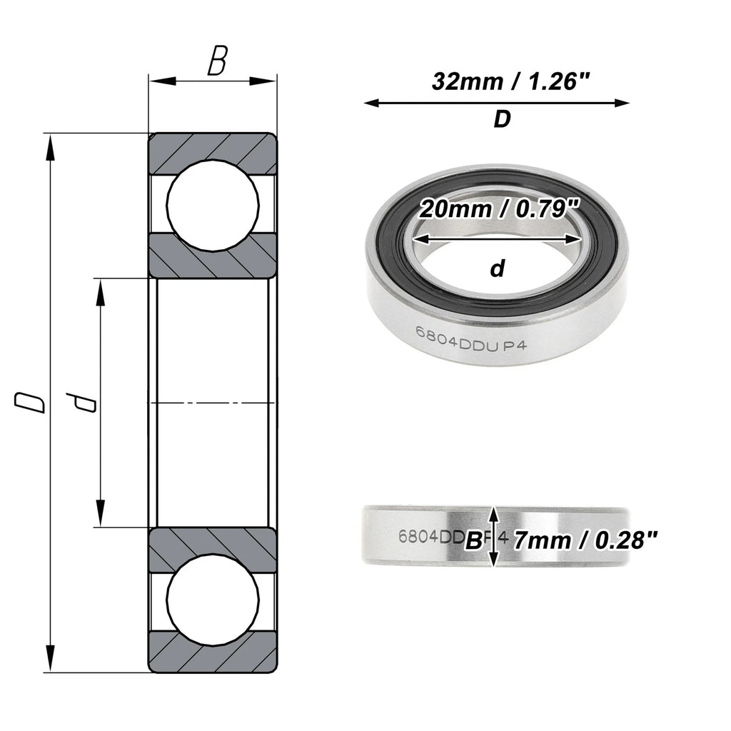 Deep Groove Ball Bearing P4 for Scooter Skateboard Wheel (20x32x7mm)