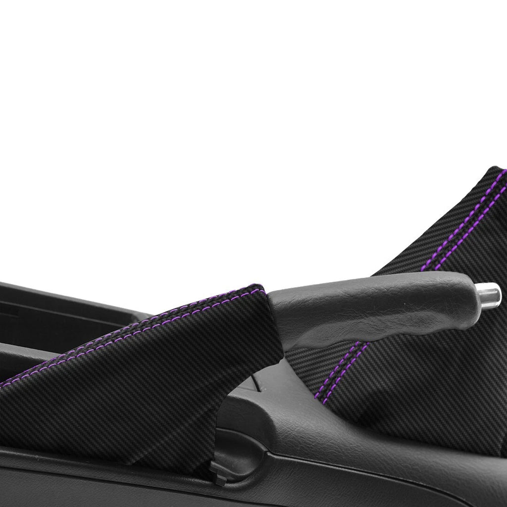 E Brake Boot for Honda Prelude (1997–2001) Carbon Fiber Black Purple Stitch