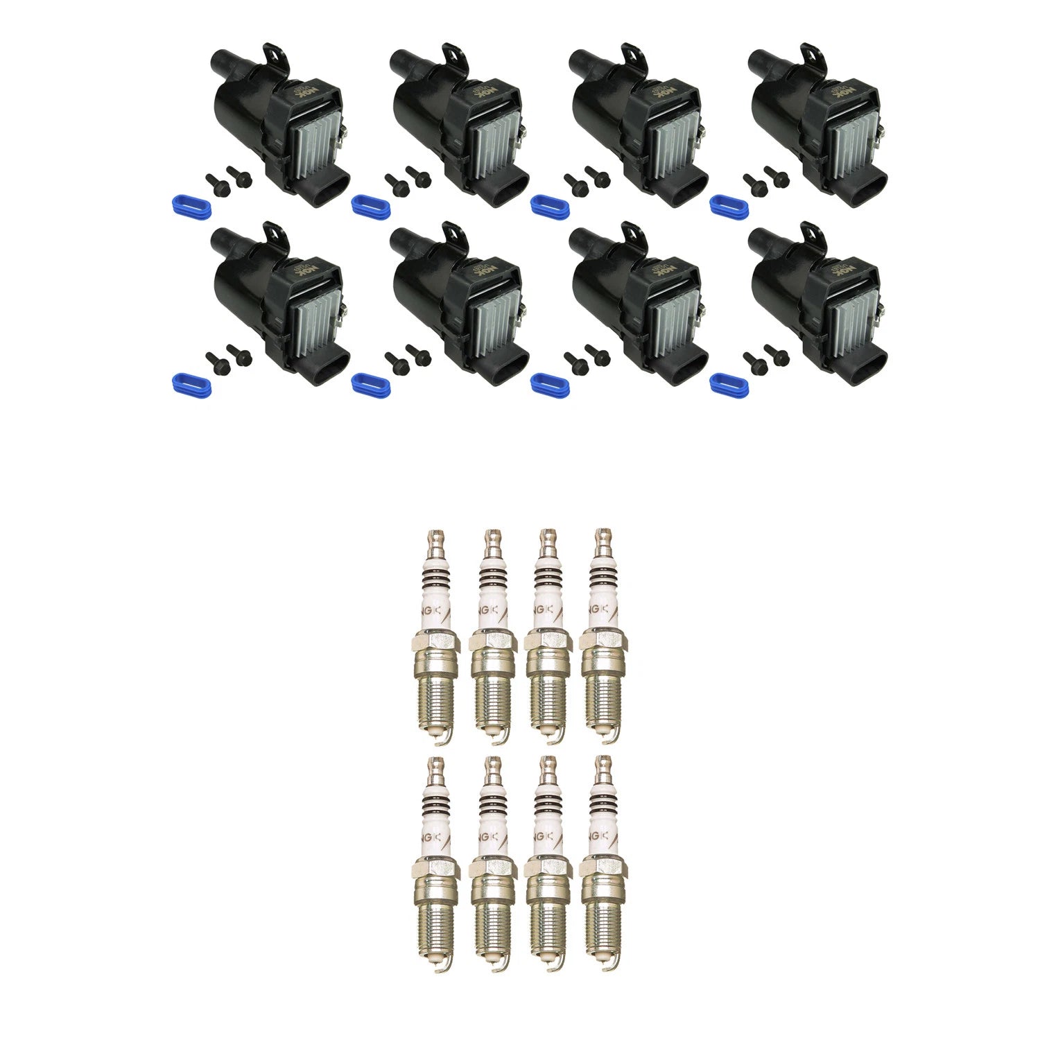Set of 8 NGK Ignition Coils & Iridium Spark Plugs for Escalade Silverado 1500 H2 (2002–2023)