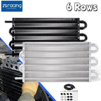 6 Rows Universal Aluminum Remote Transmission Oil Cooler Kit