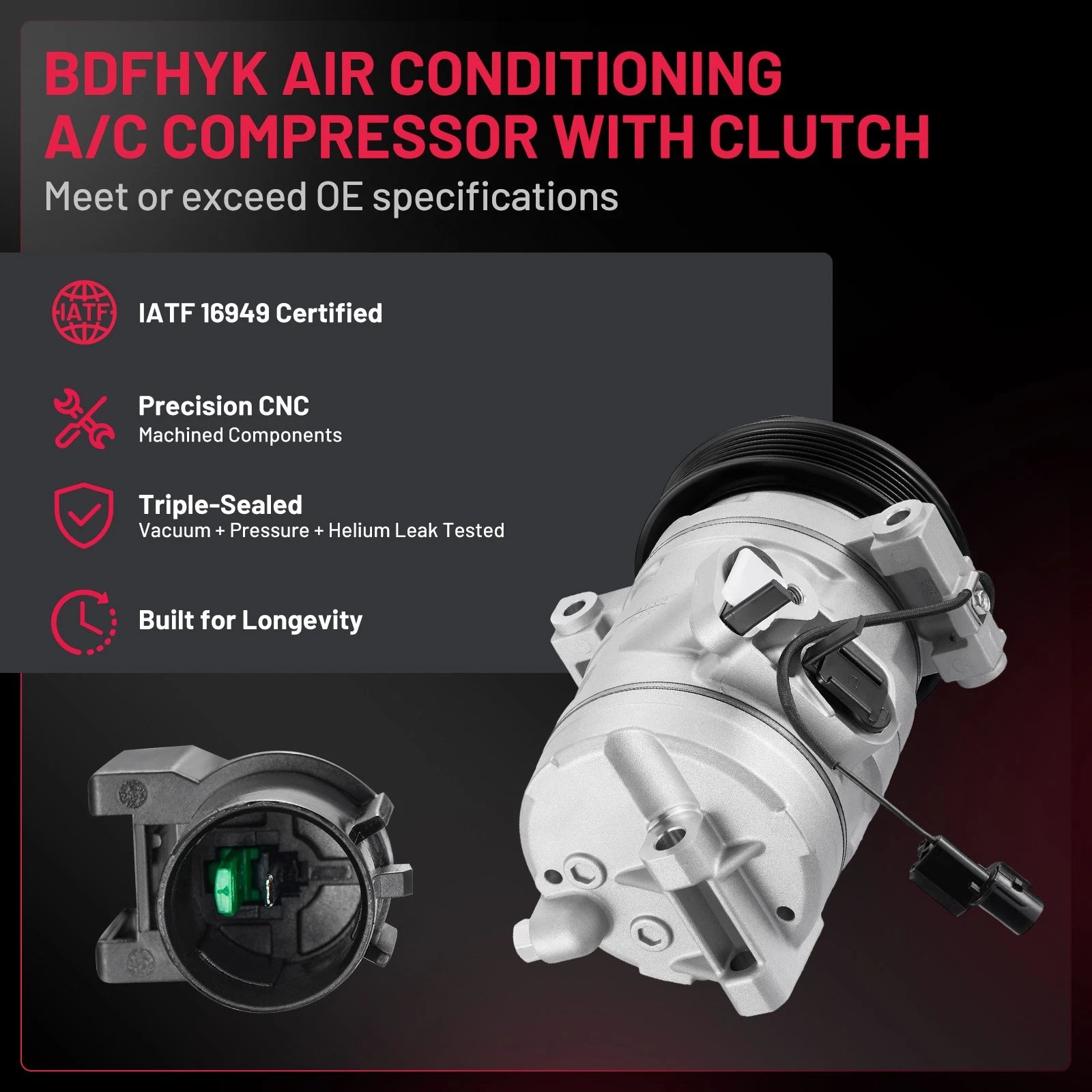 AC Compressor with Clutch for Jeep Wrangler V6 3.8L (2007–2011)