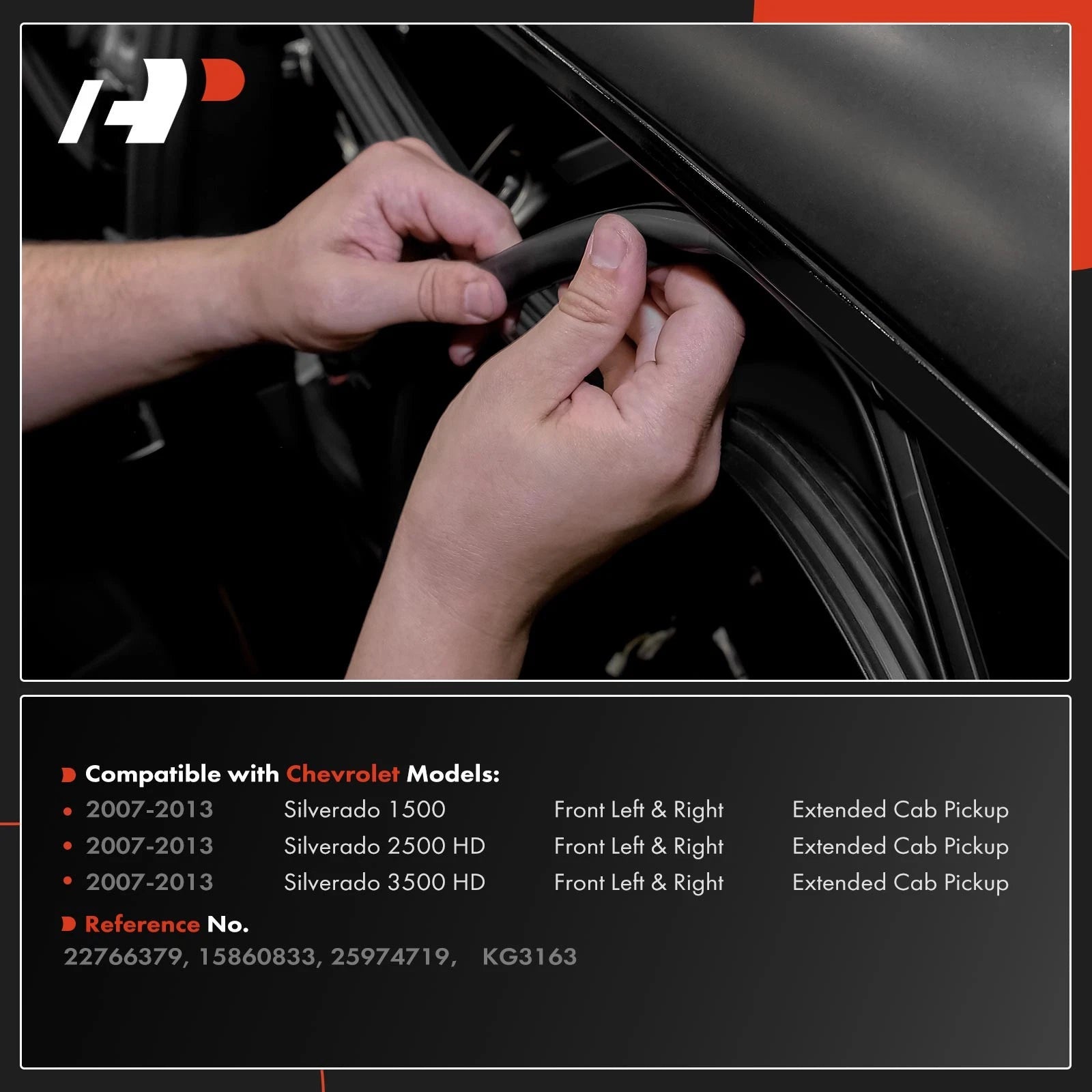 2Pcs Front Side Door Seal Weatherstrip for Chevrolet Silverado 1500 (2014â2023)