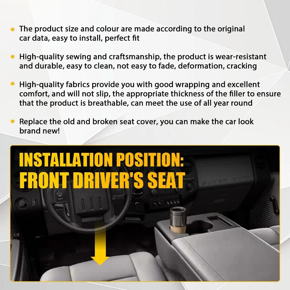 Driver Bottom Seat Cover for Ford F250 F350 F450 F550 (2011–2016) Gray