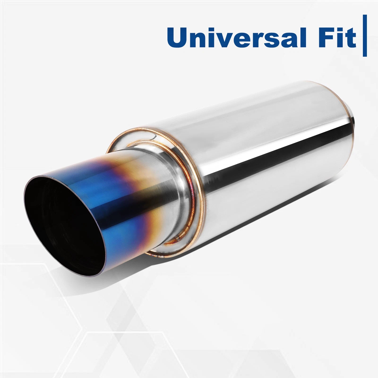 3" Burnt Diagonal Tip Round Stainless Steel Exhaust Muffler for