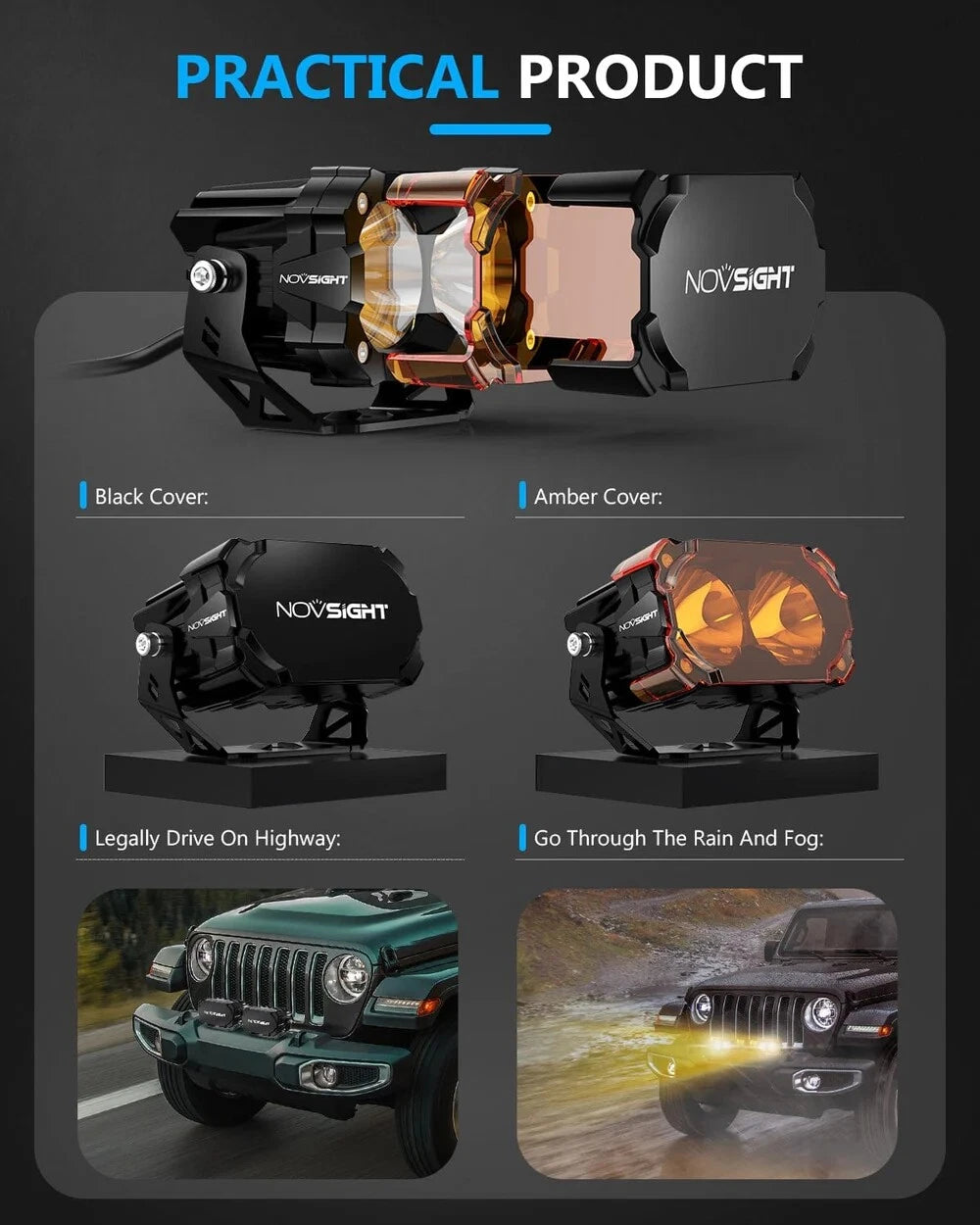 2X 4.5" LED Pod Work Light for Jeep ATV UTV (2010–2023)