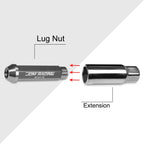 Set of 20 JDM M12X1.5 25mm OD 90mm Tall Gun Metal Open-End Lug Nuts + Key