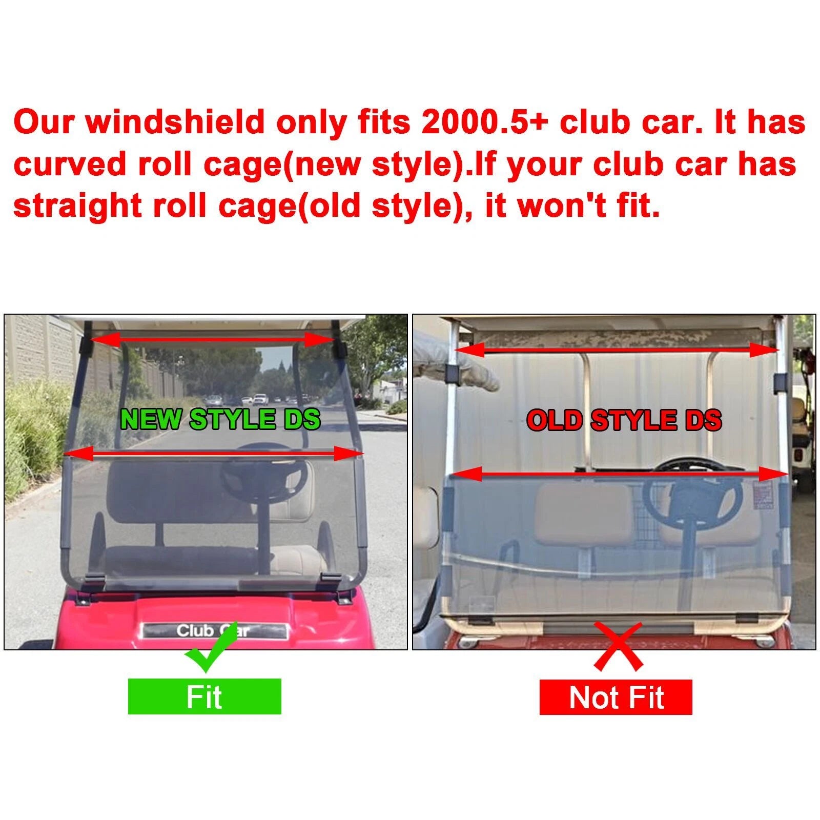 Clear Folding Windshield for Club Car DS (2000.5–Present)