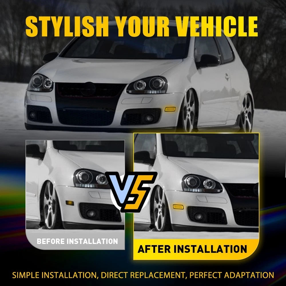 Smoked LED Front Side Marker Lights for VW Golf Rabbit GTI (2006-2009)