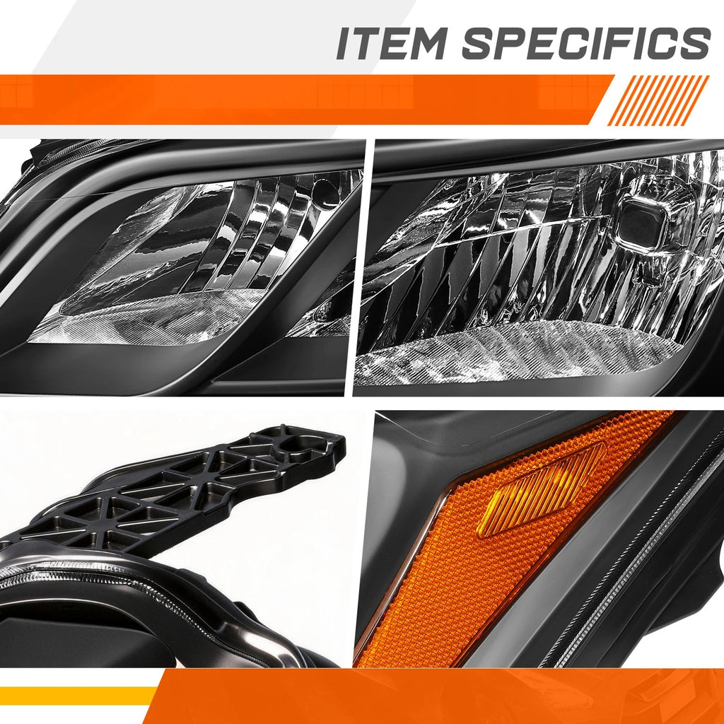 Headlight for Chevy Traverse (2013–2017) OE Replacement Black Housing Amber Corner