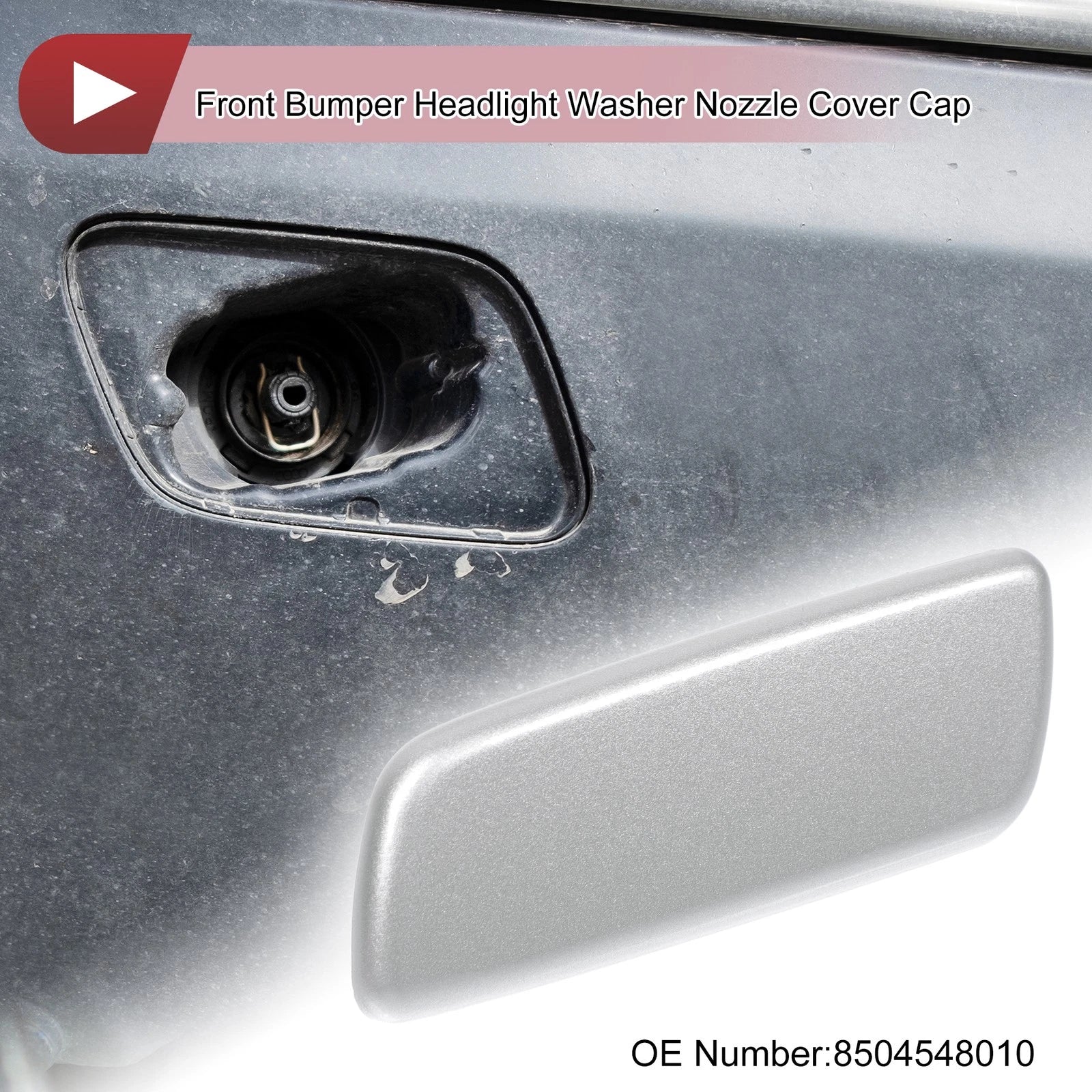 Front Left Washer Nozzle Cover Cap for Lexus RX270 RX350 RX450H (2010–2015) Silver Tone
