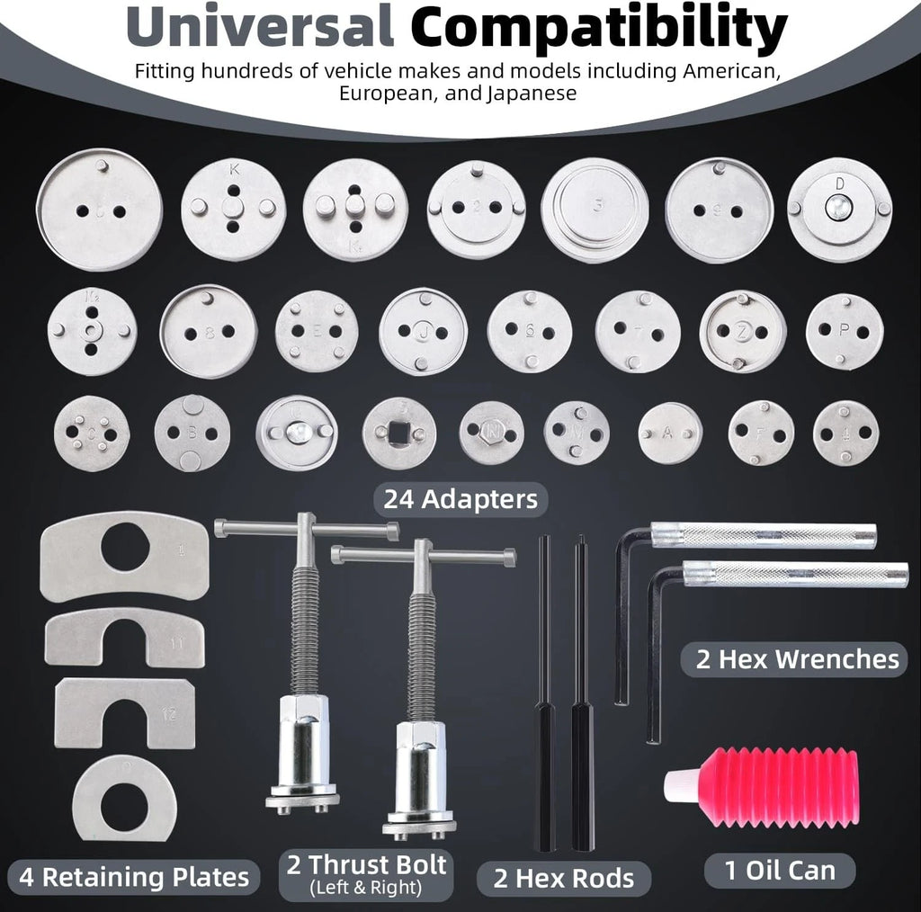 35Pc Brake Pad Caliper Piston Rewind Tool Kit for Universal Cars