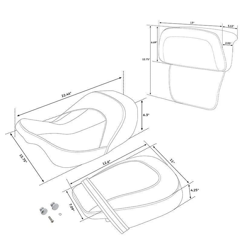 Seat & Backrest Pad for Harley Road Glide King (2014–2023)