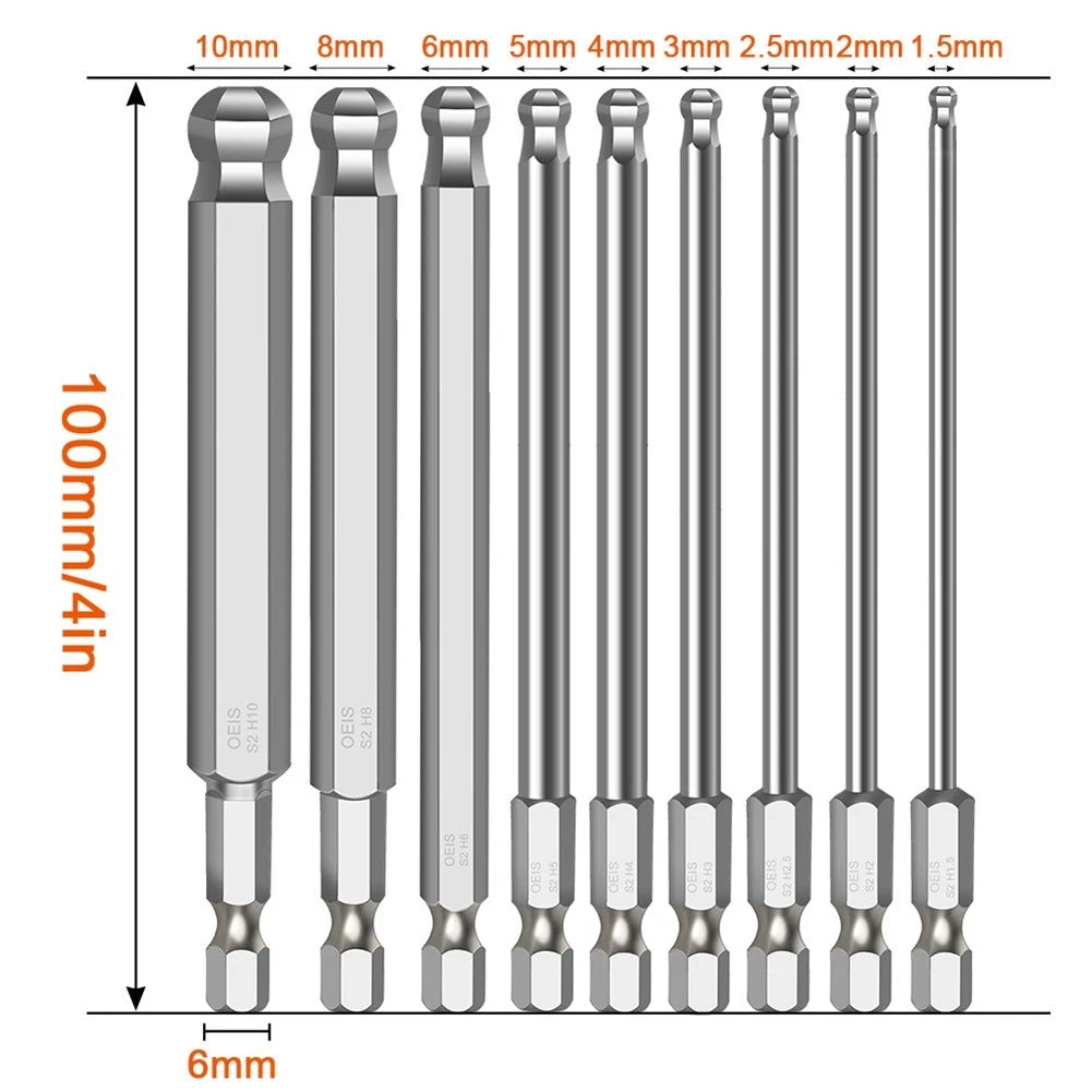 1/4" Hex Magnetic Screwdriver Bit Set H1.5-H10 for Automotive