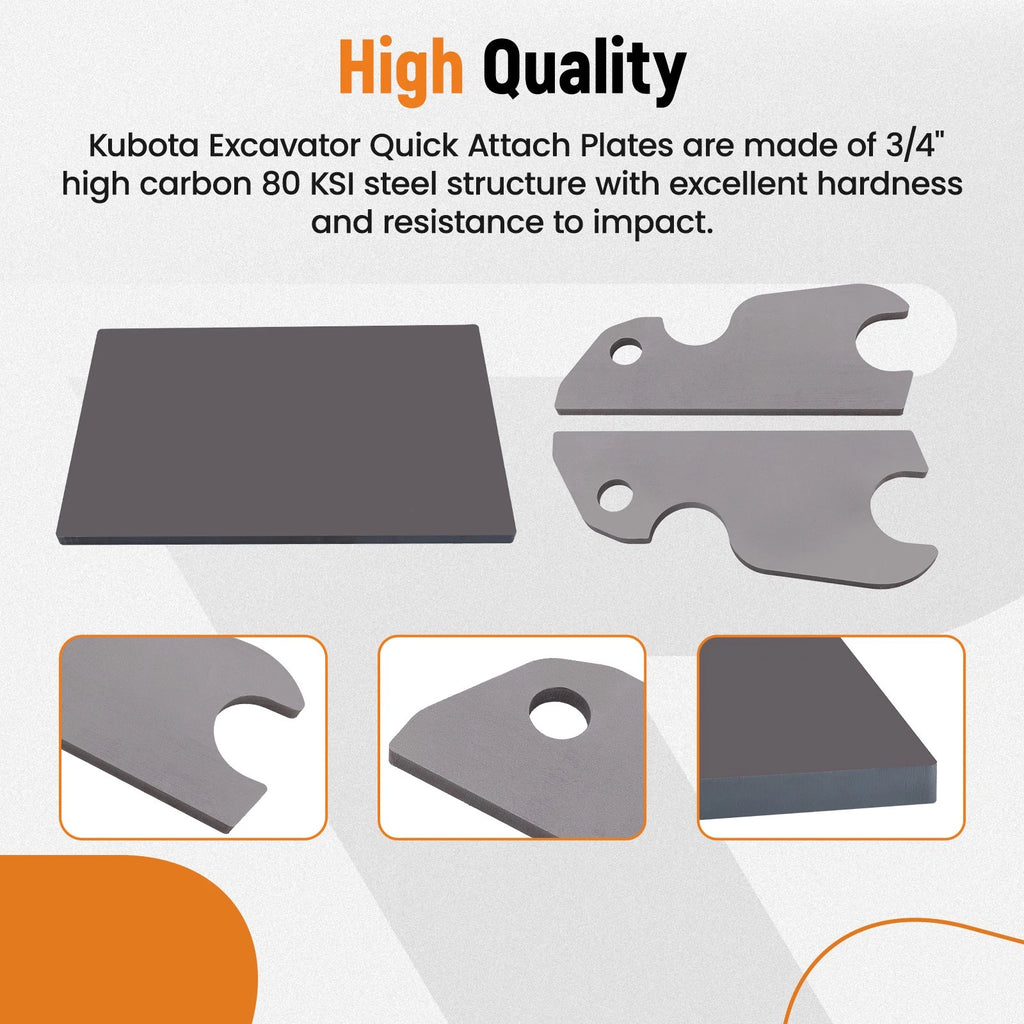 Steel Quick Attach Mounting Plates for Kubota U-55 KX057 KX191 (2010–2023)