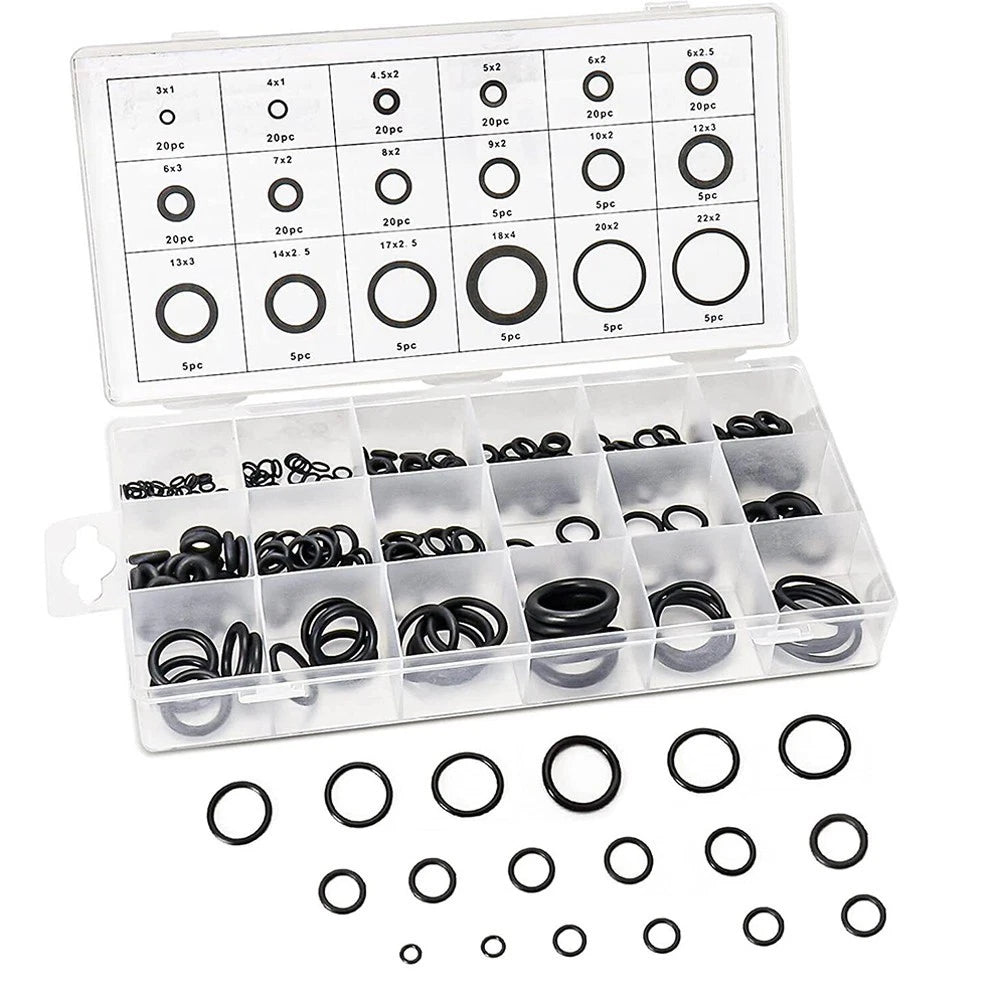 225 Pcs Nitrile Rubber O-Rings for Various Applications (Air, Gas)