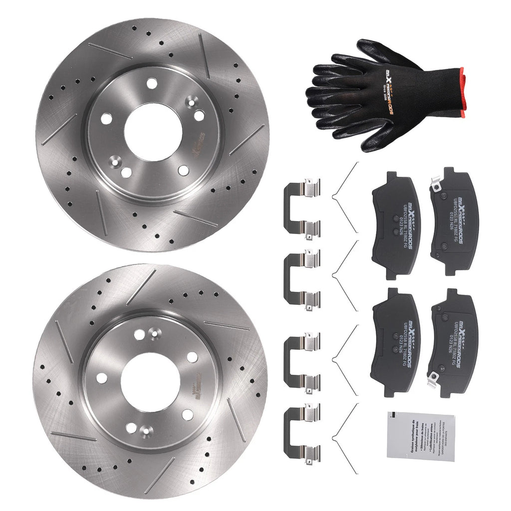 Front Brake Rotors + Ceramic Brake Pads for Hyundai Elantra (2017–2020)