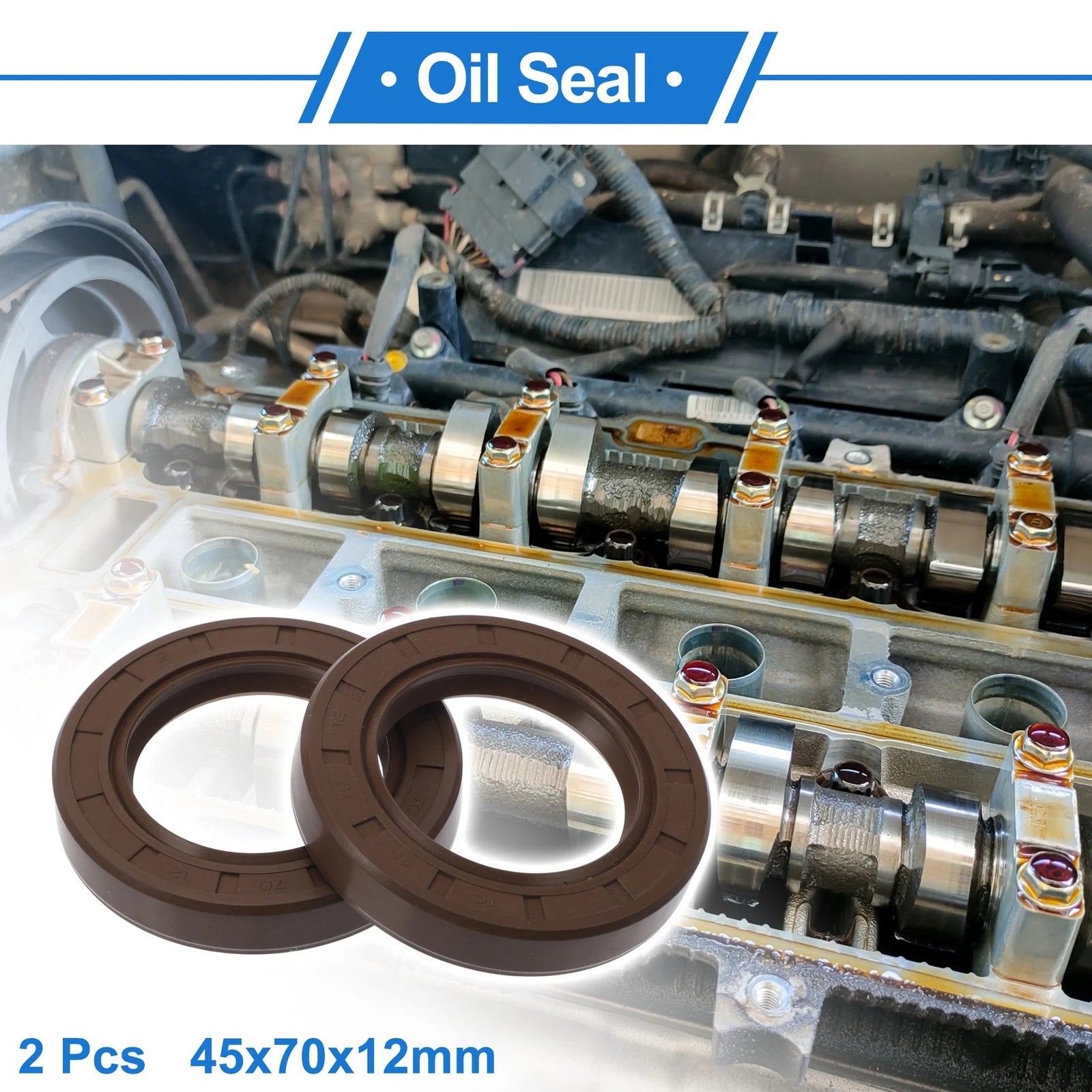 Set of 2 Oil Seal Rotary Shaft Seal FKM Rubber 45x70x12mm